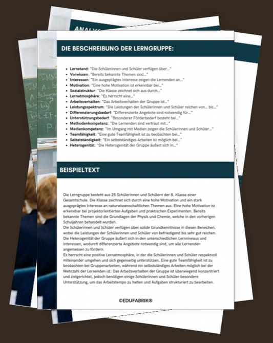 Formulierungshilfen für Unterrichtentwürfe