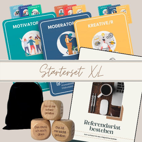 Starterset XL PRINT - gedrucktes Workbook, Reflexionswürfel (deutsch), Rollenkarten (deutsch)