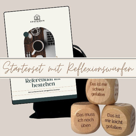 Starterset mit EduFabrik® Reflexionswürfeln und dig. Workbook "Referendariat bestehen"