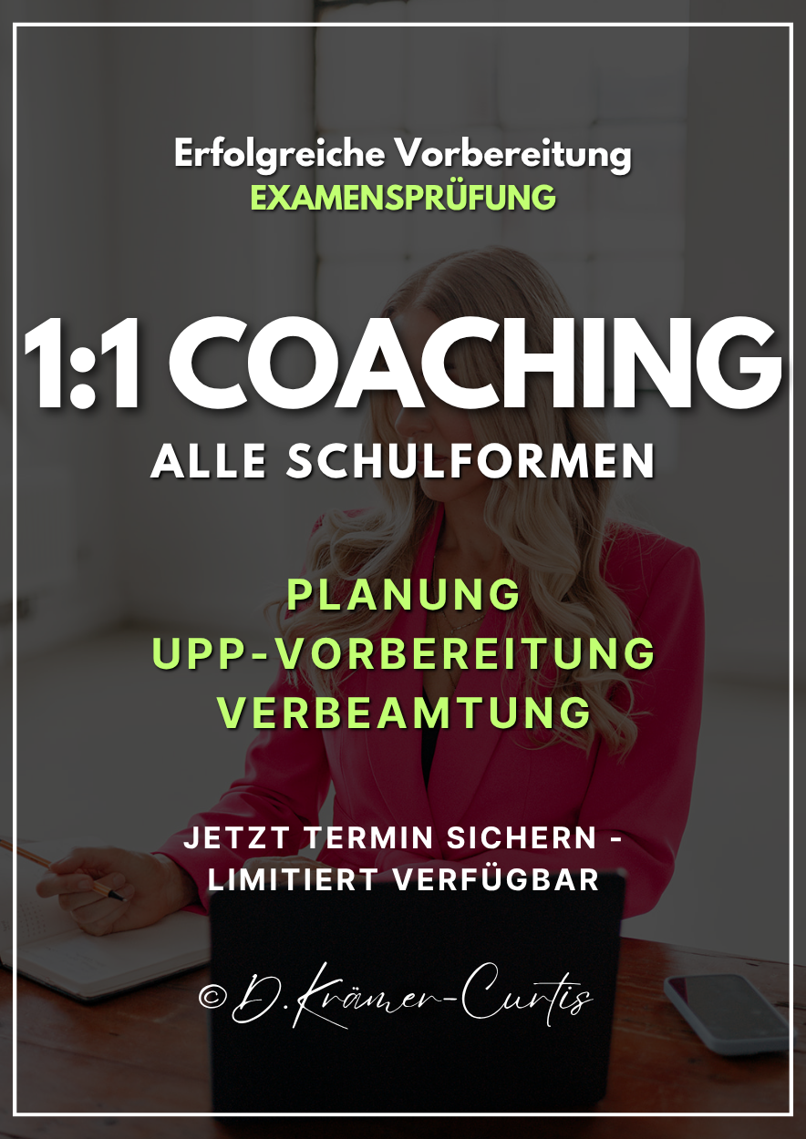 Einzelcoaching für Referendare und Lehrkräfte (UPP Vorbereitung, Staatsexamen, Verbeamtung)