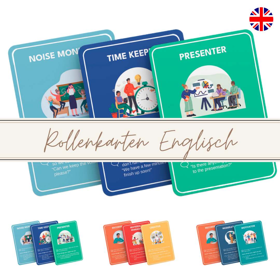 Rollenkarten 🇬🇧 für kooperative Gruppenarbeit / Projekte von EduFabrik® Englisch