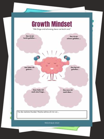 6 Reflexionswürfel aus Holz zur Reflexion im Unterricht (Growth Mindset Übung)