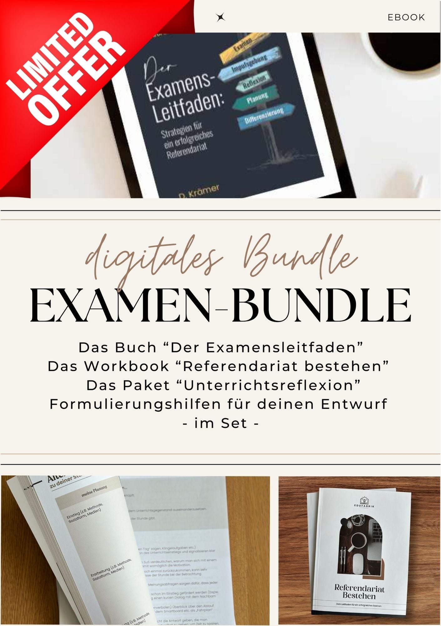 Examen-Bundle - "Der ExamensLeitfaden" (dig. Buch) + Workbook "Referendariat bestehen"